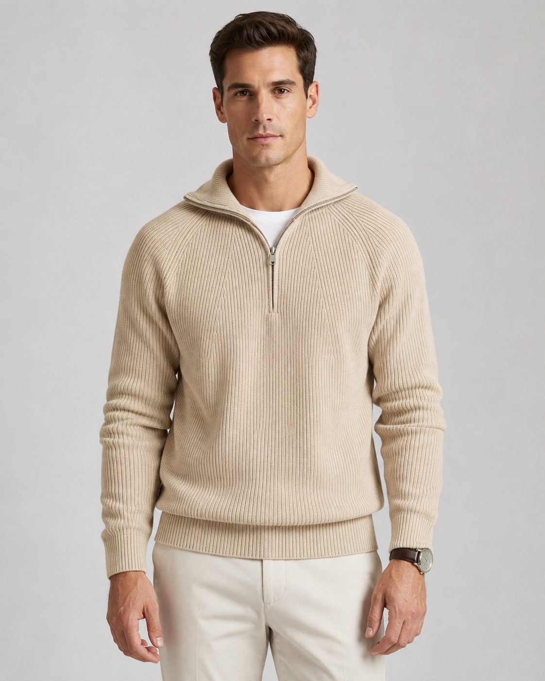 Men's Ribbed Quarter-Zip Sweater