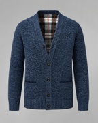 Men's Ribbed V-Neck Knitted Cardigan - Button Front