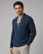 Men's Ribbed V-Neck Knitted Cardigan - Button Front
