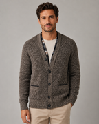 Men's Ribbed V-Neck Knitted Cardigan - Button Front