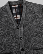 Men's Ribbed V-Neck Knitted Cardigan - Button Front