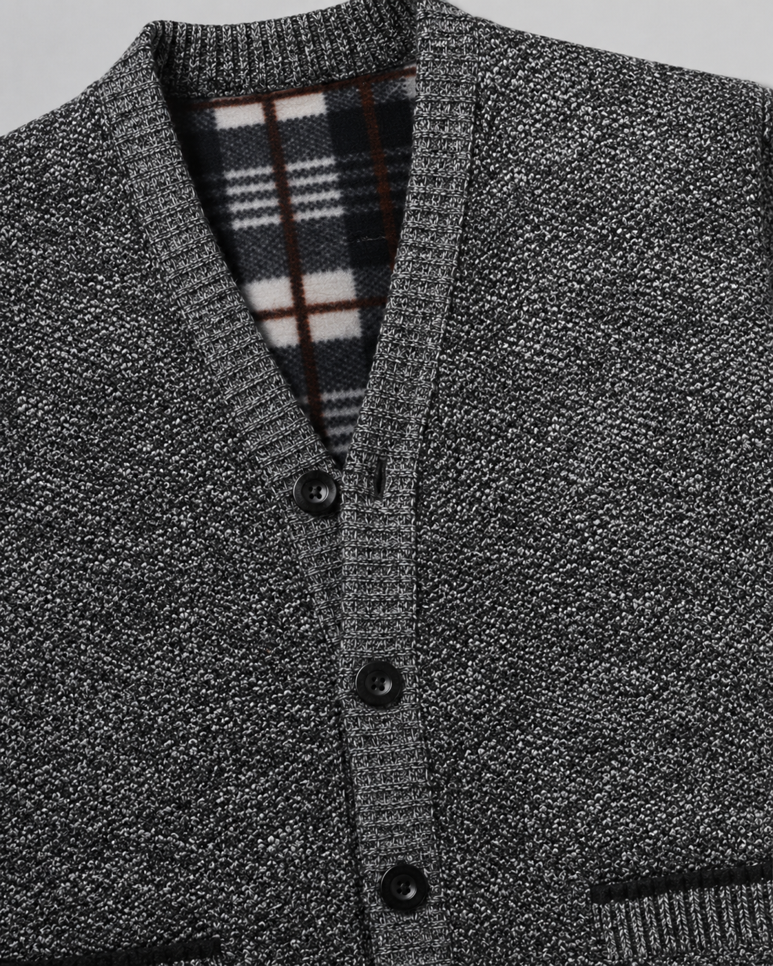 Men's Ribbed V-Neck Knitted Cardigan - Button Front