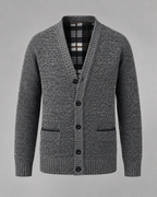 Men's Ribbed V-Neck Knitted Cardigan - Button Front