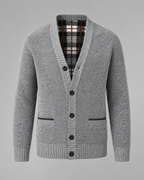Men's Ribbed V-Neck Knitted Cardigan - Button Front