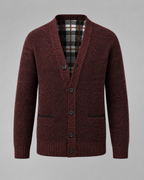 Men's Ribbed V-Neck Knitted Cardigan - Button Front
