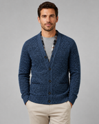Men's Ribbed V-Neck Knitted Cardigan - Button Front