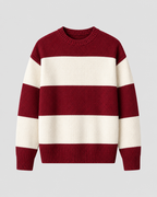 Men's Rugby Stripe Crew Neck Sweater - Relaxed Fit