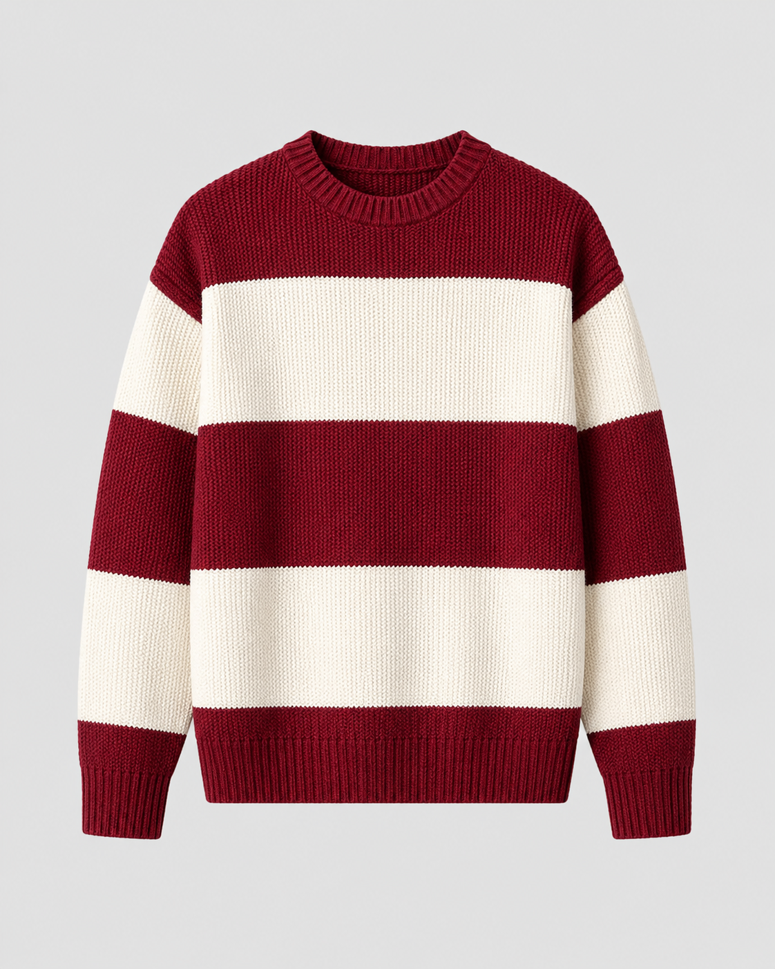 Men's Rugby Stripe Crew Neck Sweater - Relaxed Fit
