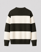 Men's Rugby Stripe Crew Neck Sweater - Relaxed Fit