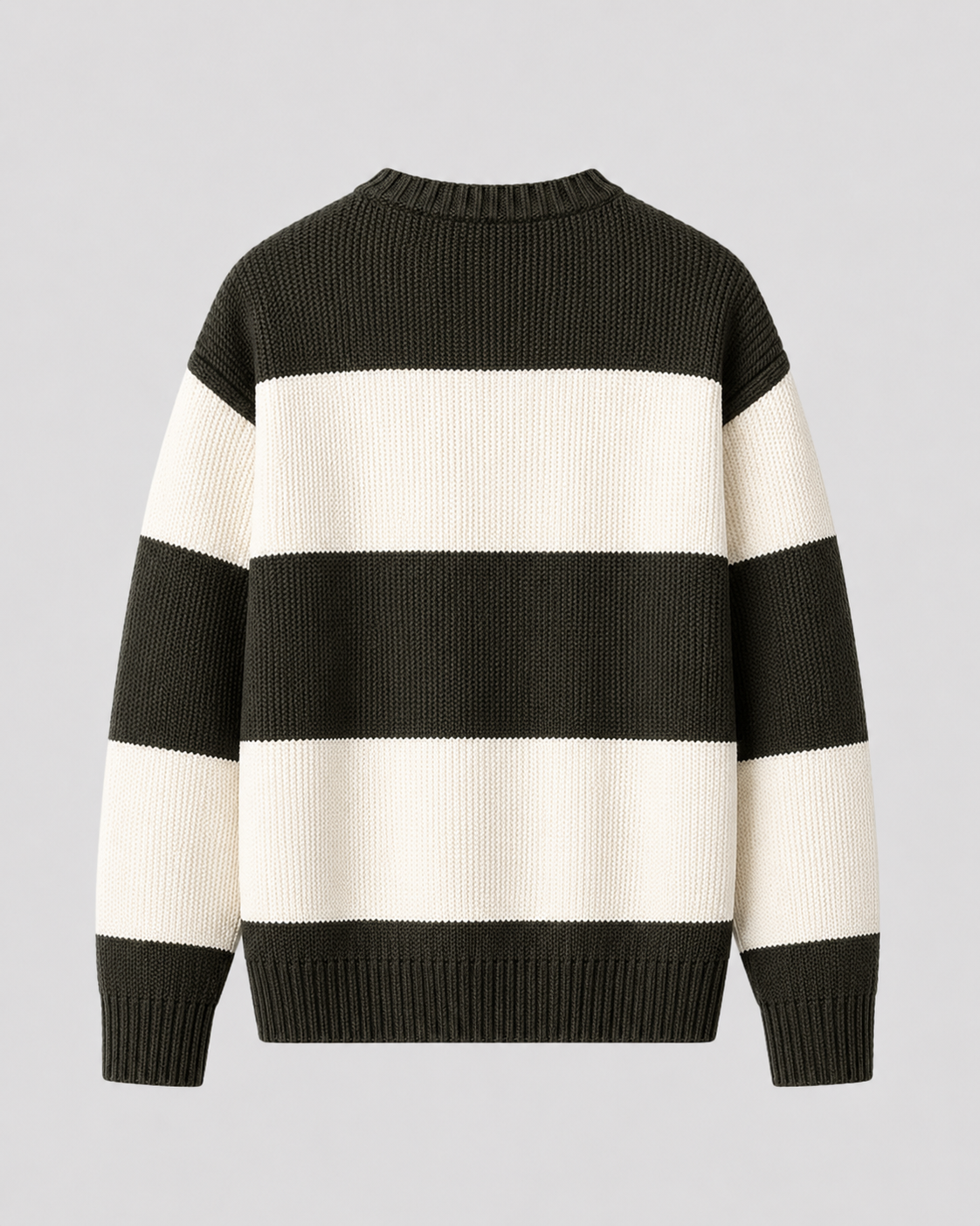 Men's Rugby Stripe Crew Neck Sweater - Relaxed Fit