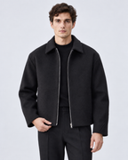 Men's Short Wool Jacket - Full Zip Boxy Fit
