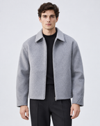 Men's Short Wool Jacket - Full Zip Boxy Fit