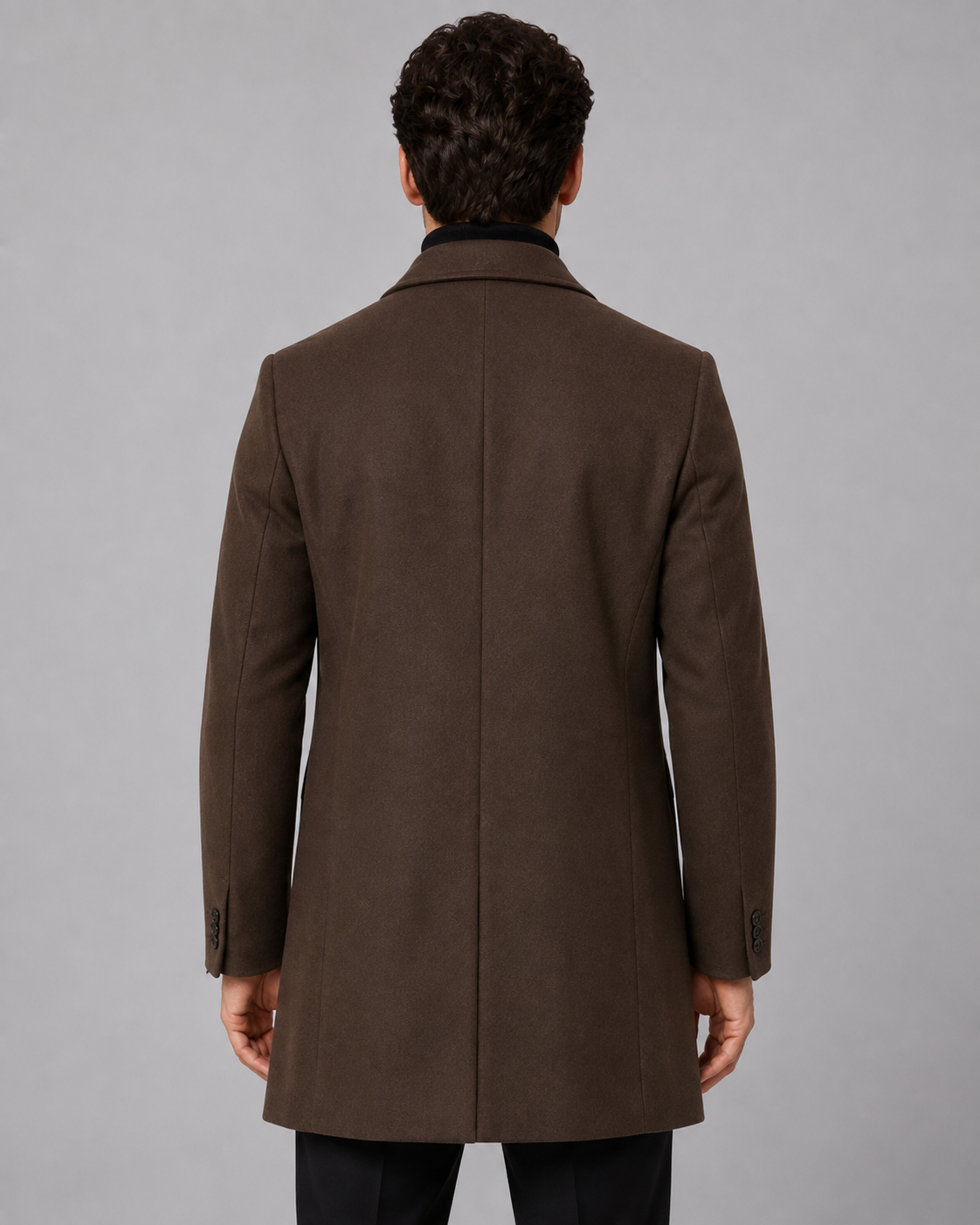 Men's Single-Breasted Wool Coat Notch Lapel Tailored