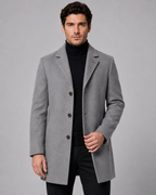 Men's Single-Breasted Wool Coat Notch Lapel Tailored