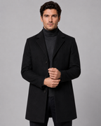 Men's Single-Breasted Wool Coat Notch Lapel Tailored