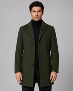 Men's Single-Breasted Wool Coat Notch Lapel Tailored