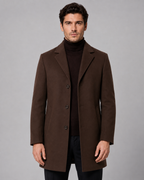 Men's Single-Breasted Wool Coat Notch Lapel Tailored