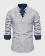 Men's Slim Fit Button-Down Shirt with Contrast Cuffs