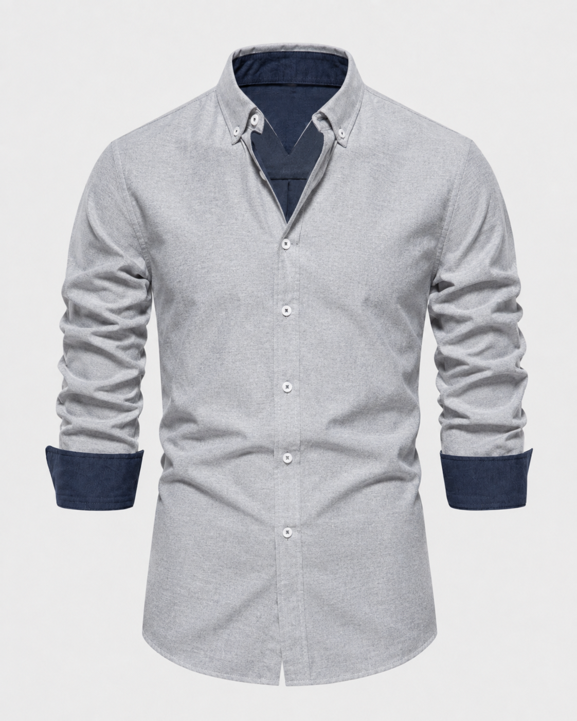Men's Slim Fit Button-Down Shirt with Contrast Cuffs