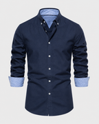 Men's Slim Fit Button-Down Shirt with Contrast Cuffs