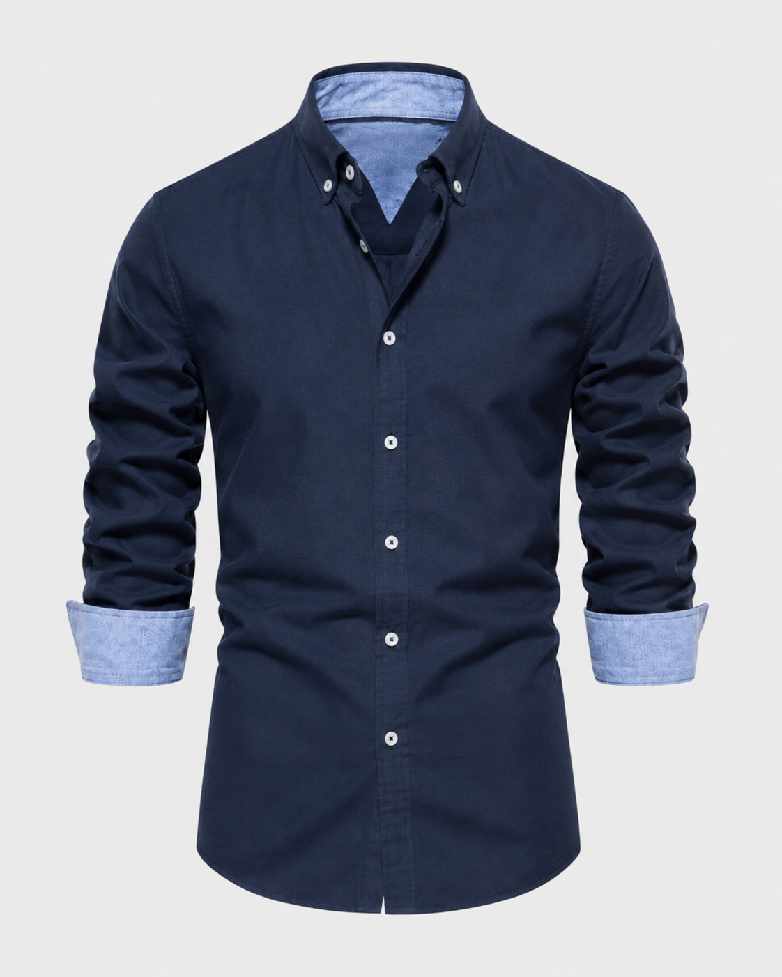 Men's Slim Fit Button-Down Shirt with Contrast Cuffs