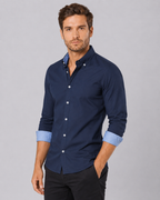 Men's Slim Fit Button-Down Shirt with Contrast Cuffs