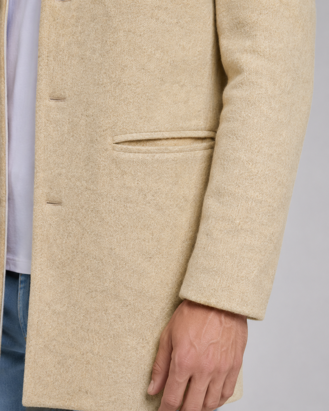 Men's Stand Collar Wool Coat Single-Breasted Tailored