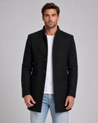 Men's Stand Collar Wool Coat Single-Breasted Tailored