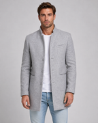 Men's Stand Collar Wool Coat Single-Breasted Tailored