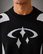 Men's Streetwear Graphic Knit Sweater - Crew Neck