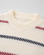 Men's Striped Knitted Sweater - Crew Neck Relaxed Fit