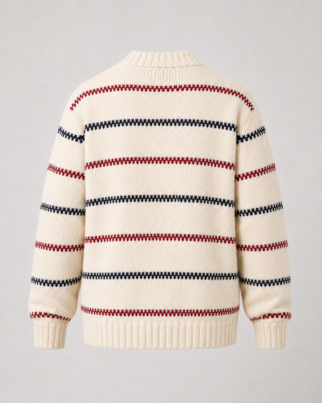 Men's Striped Knitted Sweater - Crew Neck Relaxed Fit