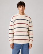 Men's Striped Knitted Sweater - Crew Neck Relaxed Fit