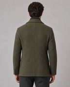 Men's Textured Wool Blazer - Notch Lapel Tailored Fit