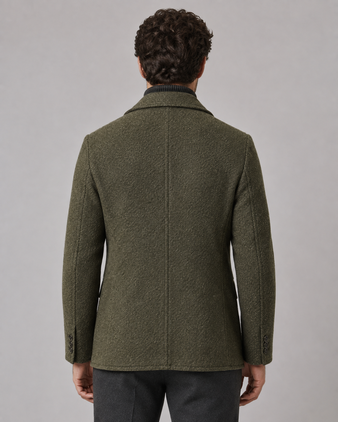 Men's Textured Wool Blazer - Notch Lapel Tailored Fit