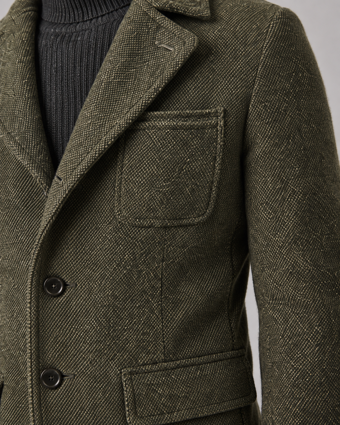 Men's Textured Wool Blazer - Notch Lapel Tailored Fit