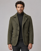 Men's Textured Wool Blazer - Notch Lapel Tailored Fit