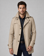 Men's Trench Coat - Button Front Epaulettes
