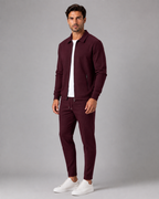 Men's Waffle Tracksuit Set - Zip Jacket & Pants