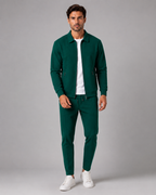 Men's Waffle Tracksuit Set - Zip Jacket & Pants