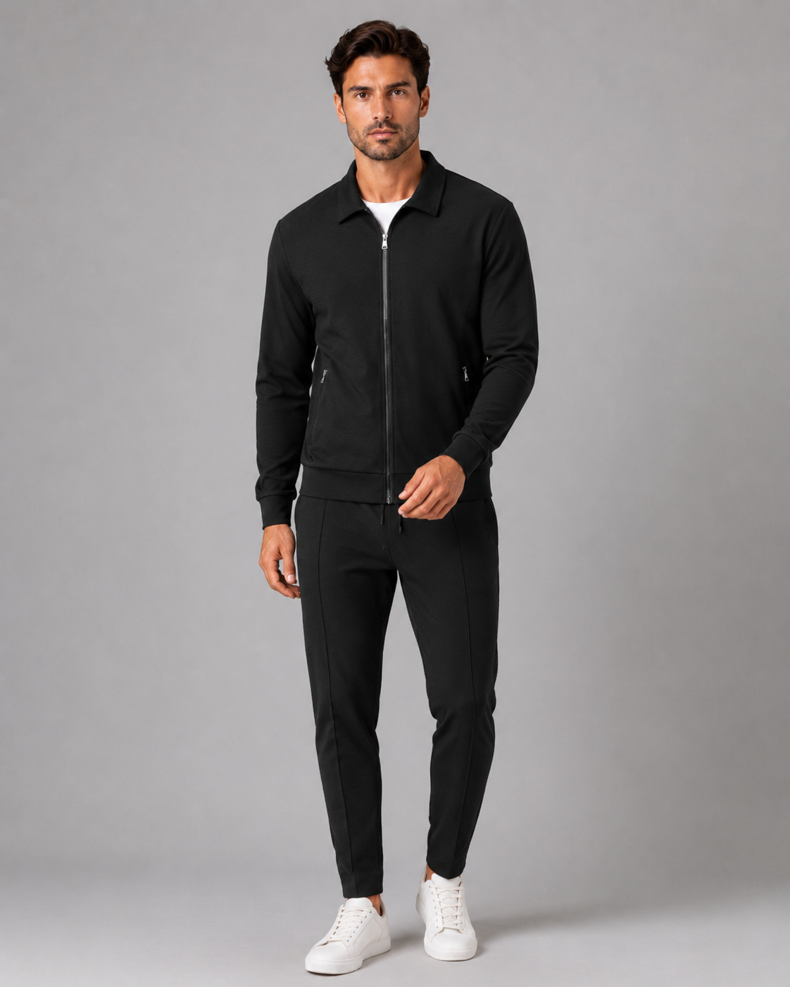 Men's Waffle Tracksuit Set - Zip Jacket & Pants