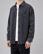 Men's Washed Denim Shirt Jacket Relaxed Fit