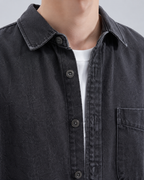 Men's Washed Denim Shirt Jacket Relaxed Fit