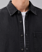 Men's Washed Denim Shirt Jacket Relaxed Fit