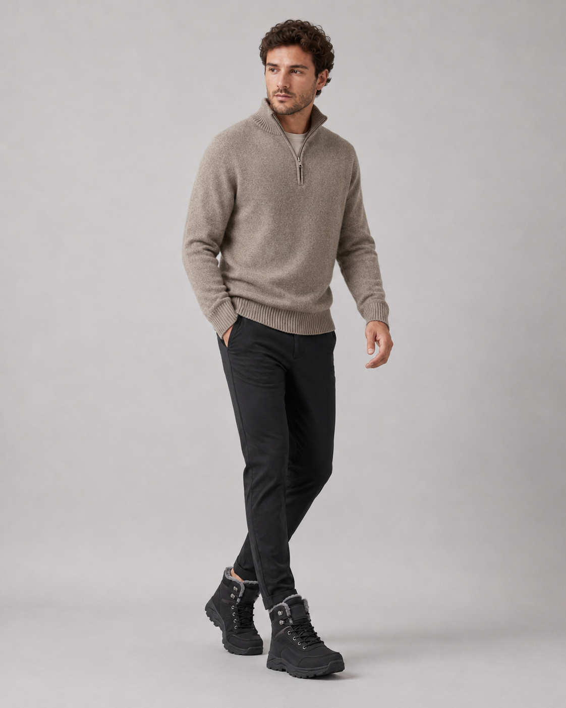 Men's Winter Boots - Plush-Lined Ankle Style