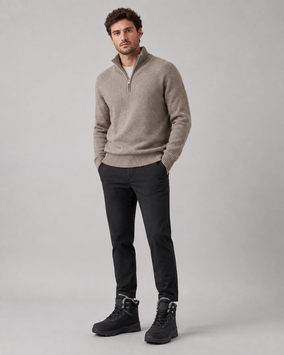 Men's Winter Boots - Plush-Lined Ankle Style