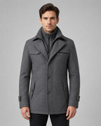 Men's Wool Coat Zip Insert Funnel Neck Tailored