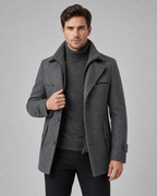 Men's Wool Coat Zip Insert Funnel Neck Tailored