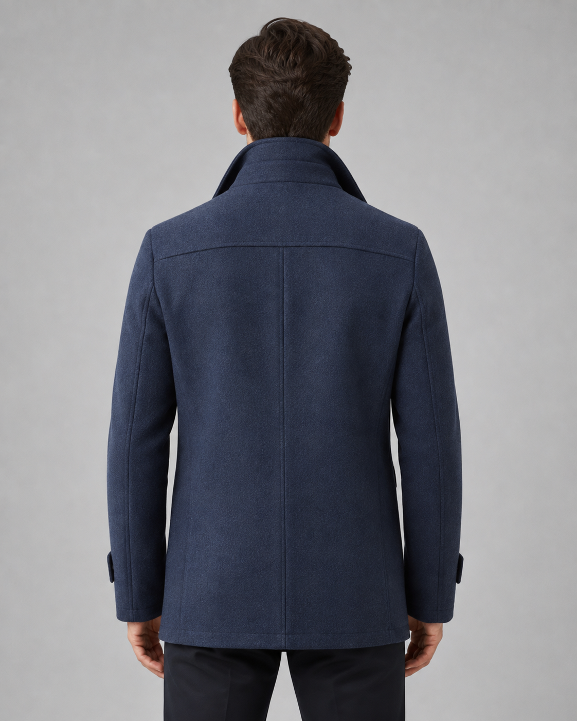 Men's Wool Coat Zip Insert Funnel Neck Tailored