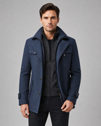 Men's Wool Coat Zip Insert Funnel Neck Tailored
